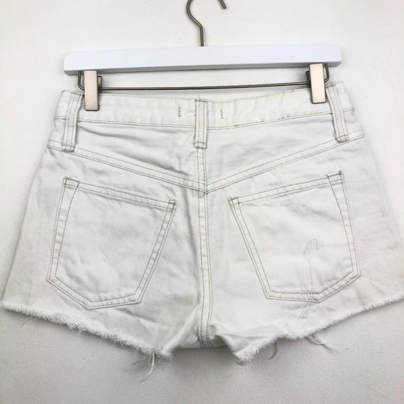 Free People White Denim Button Fly Cut Off Shorts - Picture 2 of 8